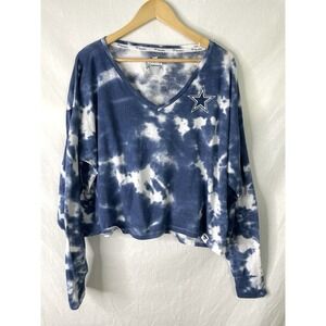 Dallas Cowboys Fanatics Shirt Womens XXL Tie Dye Logo V-Neck Long Sleeve